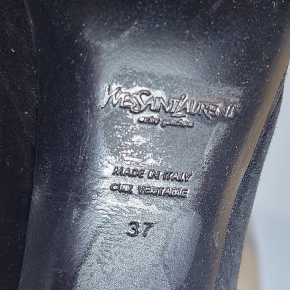 Ysl yves saint laurent platform suede leather knee high stiletto boots black  7 - Picture 9 of 15